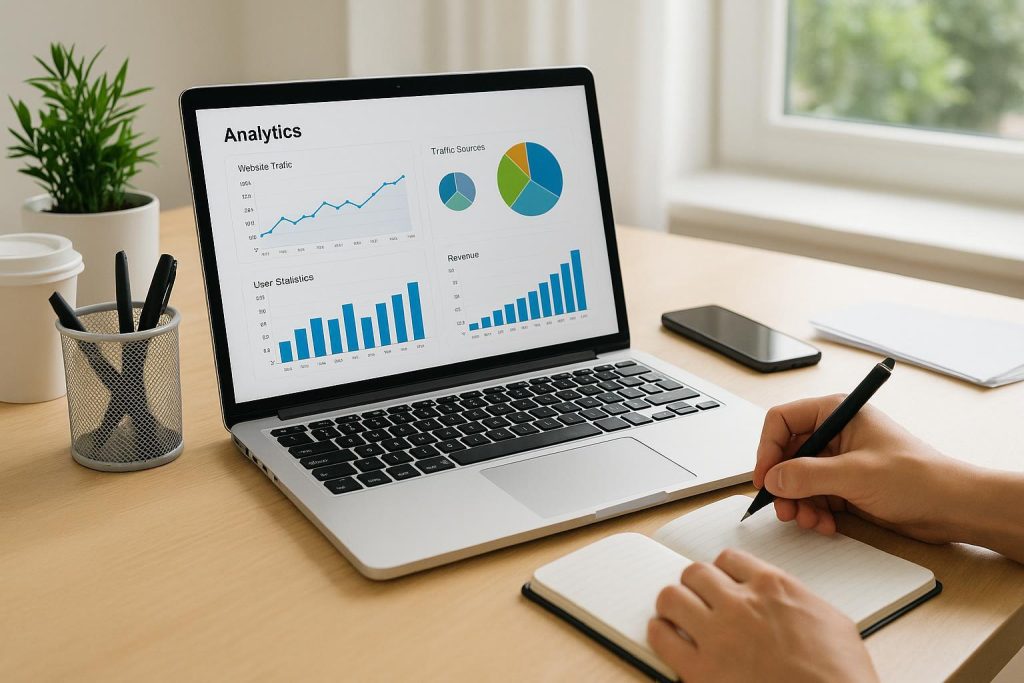 Person analyzing charts to gauge the success of their content strategy.