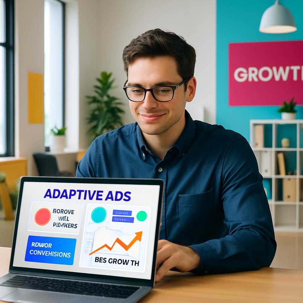 Marketer analyzing data for adaptive creative testing to improve SEO rankings.