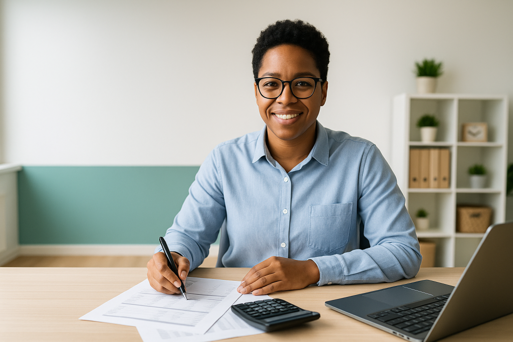 A business owner reviewing SEO campaign budget strategies on a laptop, ensuring competitive growth.