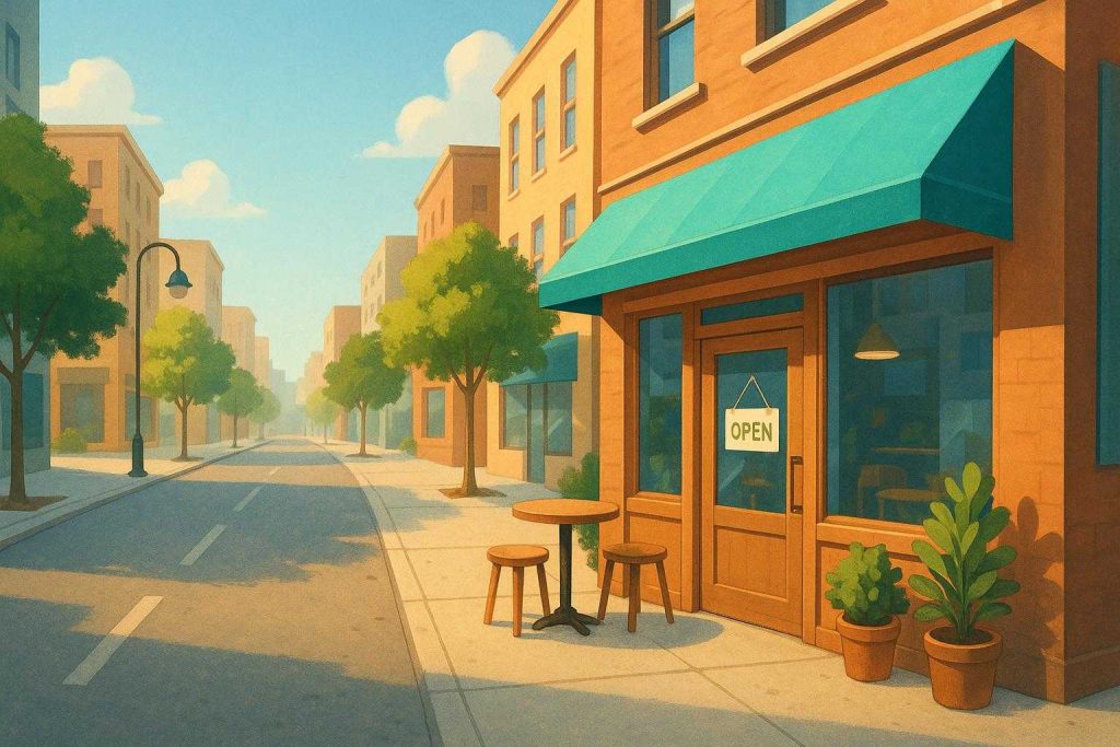 Local storefront illustrating a featured listing boost for better local search visibility.